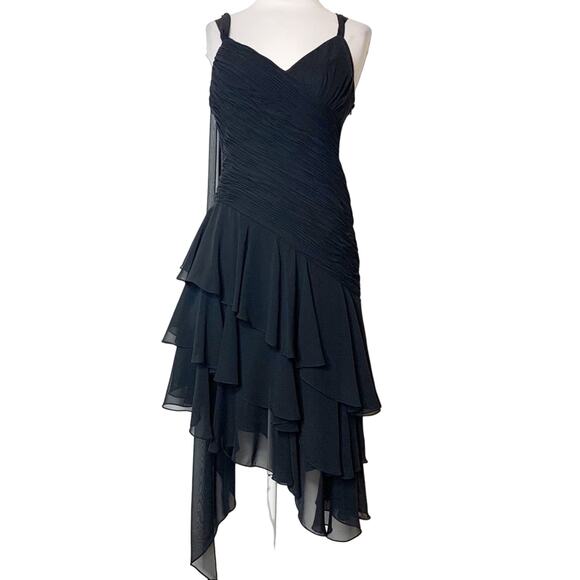 Faviana ruched bodice asymmetrical ruffle dress - Picture 1 of 7